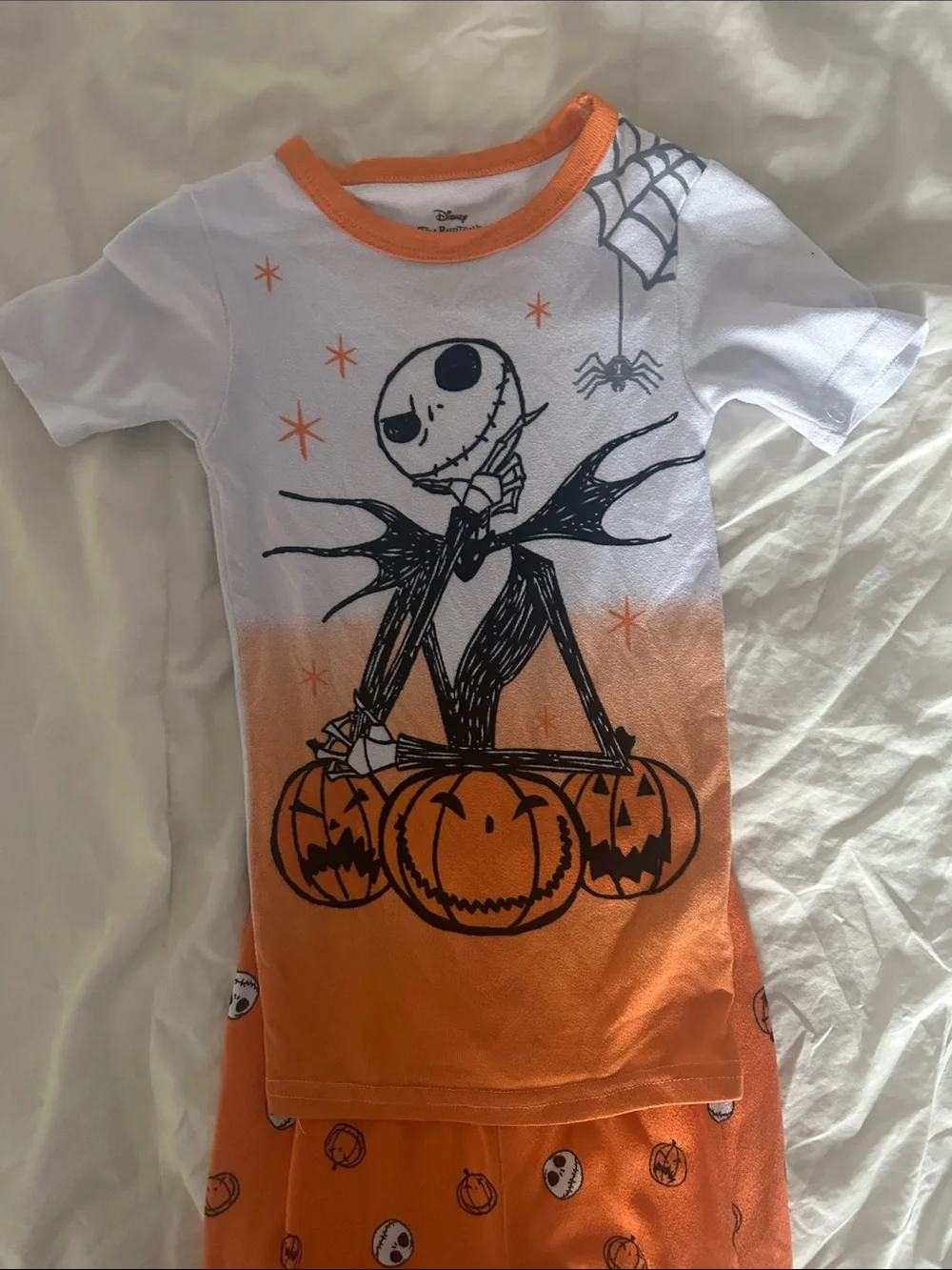 Disney Orange and White Jack Skellington Pumpkin Pajama Set